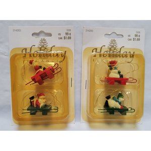 Christmas Tree Miniature Ornaments Holiday Elegance Santa Snowman on Sleds